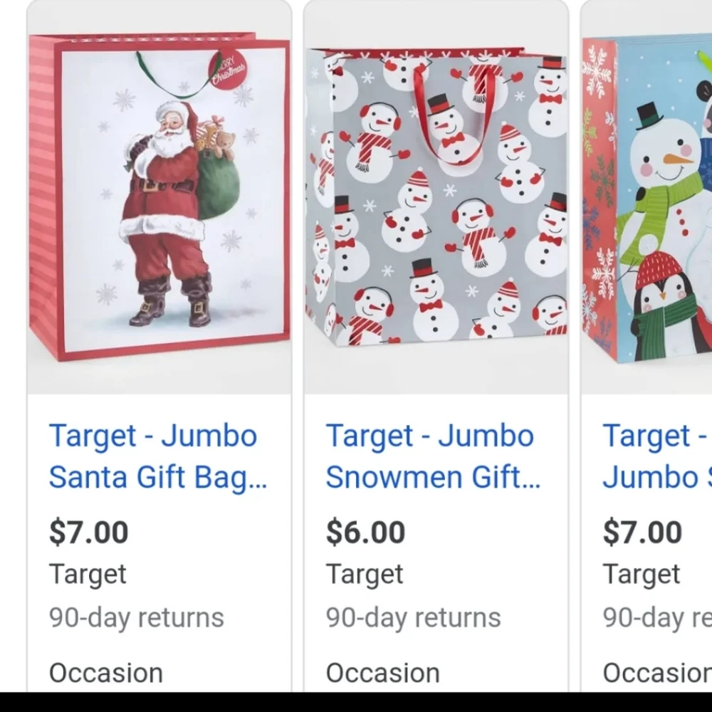 Bundle of 15 Jumbo Target Christmas Gift Bags Silver with White Fir Trees